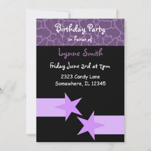 Modern Purple and Black Birthday Invitation