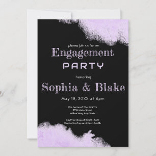 Modern Purple and Black Fun Engagement Party Invitation