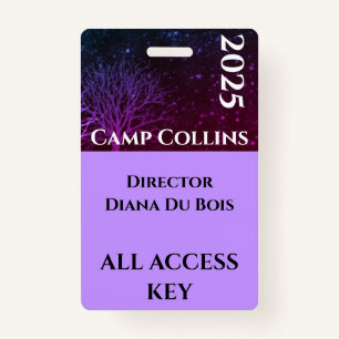 Modern Purple and Black Rustic Camp Staff Badge