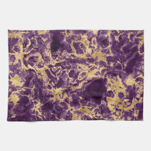 Modern Purple and Gold Marble Pattern Kitchen Towel