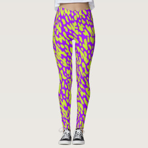 Modern Purple And Green Animal Print Spot Pattern Leggings