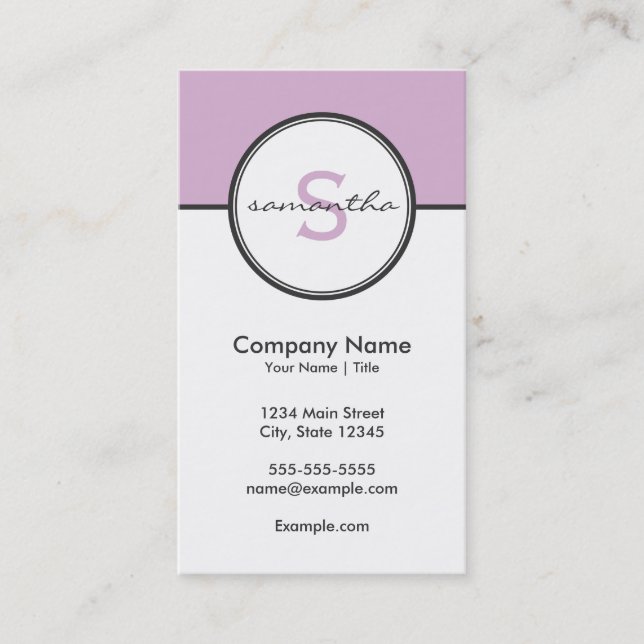 Modern Purple and Grey Business Card (Front)