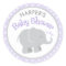 Modern Purple and Grey Elephant Girl Baby Shower