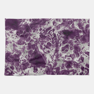 Modern Purple and Silver Marble Pattern Kitchen Towel