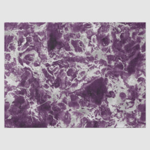 Modern Purple and Silver Marble Pattern Tissue Paper