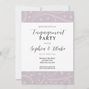 Modern Purple and White Floral Engagement Party Invitation