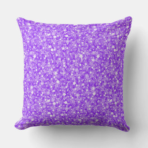 Modern Purple And White Glitter Throw Pillow