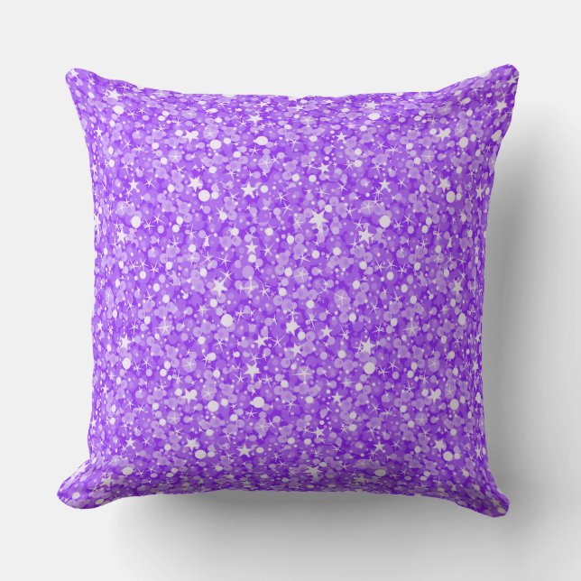 Modern Purple And White Glitter Throw Pillow (Front)