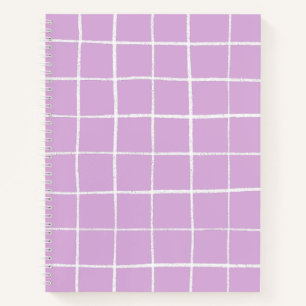 Modern Purple and White Grid Pattern Notebook