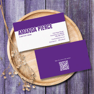 Modern Purple and White Social Media Business Card