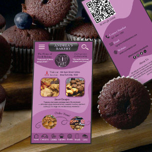 Modern Purple Bakery Branding Custom Logo QR Code Business Card