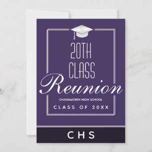 Modern Purple Black 20th Class Reunion Invitation