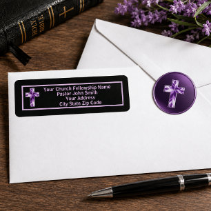 Modern Purple Black Church Cross Pastor Business