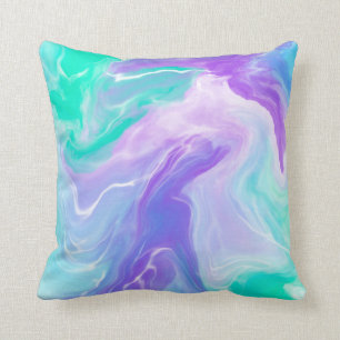 Modern Purple Blue Abstract Marble Throw Pillow