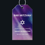 Modern Purple Blue Star David Bar Mitzvah Hebrew Gift Tags<br><div class="desc">Beautiful religious Jewish Bar Mitzvah favour tags. Modern yet elegant watercolor design in navy blue, purple colours. White Star of David in middle Modern script letters. 'Is called to the TORAH as a Bar Mitzvah'. Prefect for 13 year old son, boy. Easy to edit - just add your information /...</div>