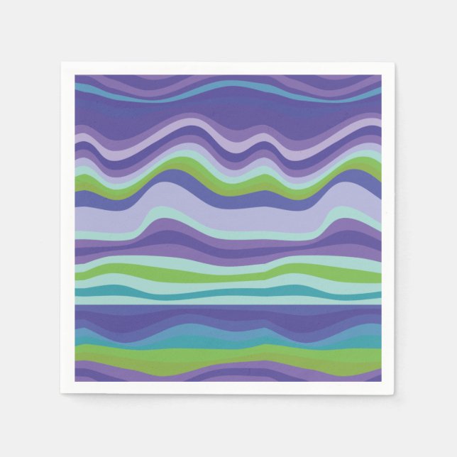 Modern Purple Blue Wavy Pattern  Napkin (Front)