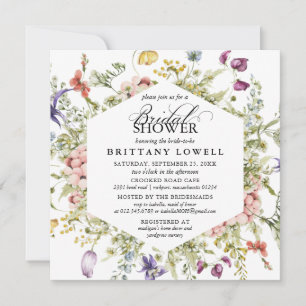 Modern Purple Botanical Wildflower Bridal Shower Invitation