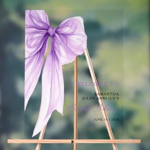 Modern  Purple Bow Bridal Shower Welcome Sign