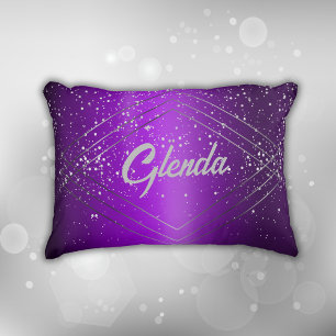 Modern Purple Brushed Metal with Silver Monogram   Accent Pillow