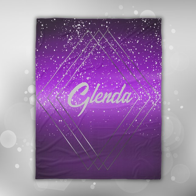 Modern Purple Brushed Metal with Silver Monogram | Fleece Blanket (Creator Uploaded)