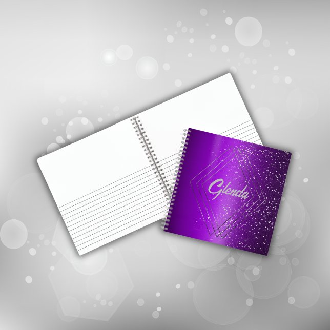 Modern Purple Brushed Metal with Silver Monogram | Notebook (Creator Uploaded)