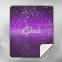 Modern Purple Brushed Metal with Silver Monogram |