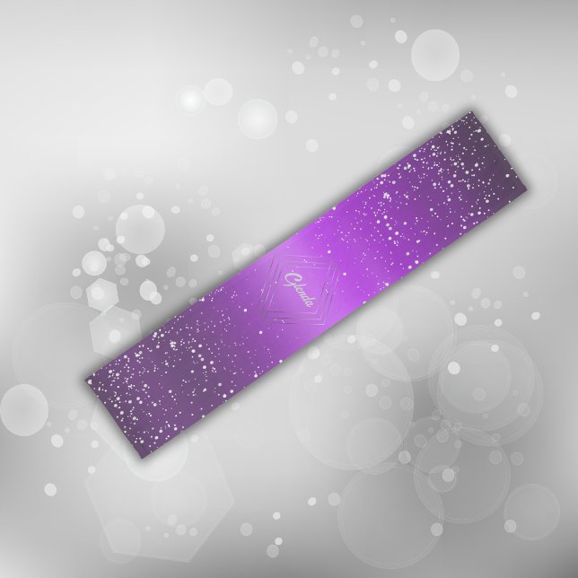 Modern Purple Brushed Metal with Silver Monogram | Short Table Runner (Creator Uploaded)