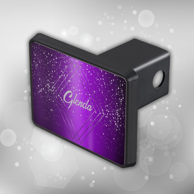 Modern Purple Brushed Metal with Silver Monogram | Trailer Hitch Cover (Creator Uploaded)
