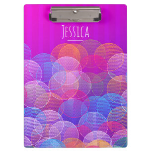 Modern Purple Bubbles Geometric Personalised Clipboard