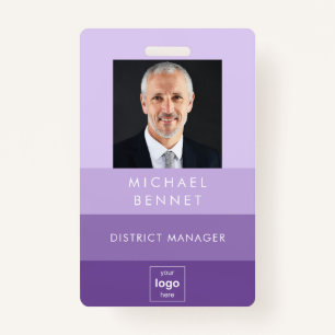 Modern Purple Business Photo ID  Badge