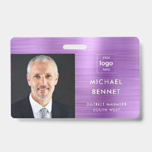 Modern Purple Business Photo ID Badge