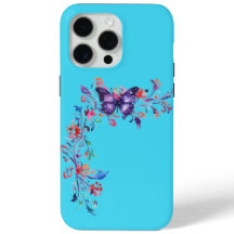 Modern Purple Butterfly Border iPhone 15 Pro Case