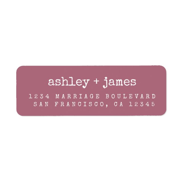 Modern Purple Cassis Wedding Return Address Label (Front)