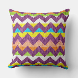 Modern Purple Chevron Leather Throw Pillow