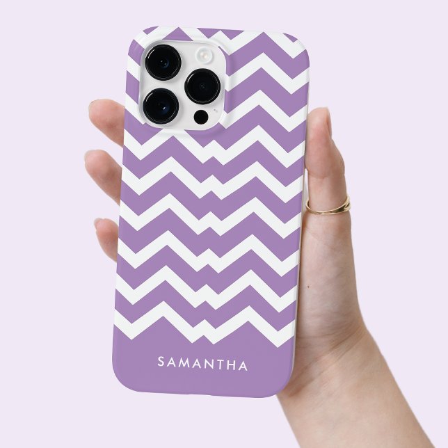 Modern Purple Chevron Pattern Personalized Name Case-Mate iPhone Case (Modern Purple Chevron Pattern Personalized Name Case-Mate iPhone Case)