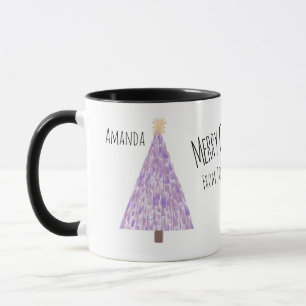 Modern purple christmas tree mug