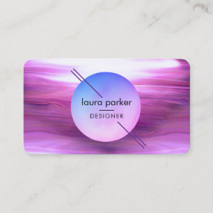 Modern Purple Circle Moon Watercolour Waves Business Card