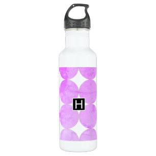 Modern Purple Circles Monogram 710 Ml Water Bottle