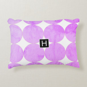 Modern Purple Circles Monogram Accent Pillow