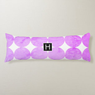 Modern Purple Circles   Monogram Body Pillow