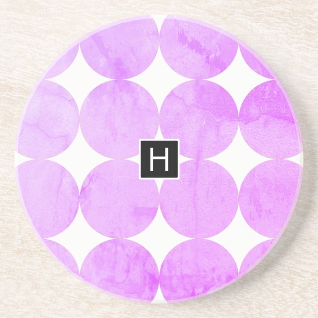 Modern Purple Circles | Monogram Coaster (Front)