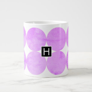 Modern Purple Circles Monogram Large Coffee Mug