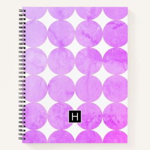 Modern Purple Circles Monogram Notebook