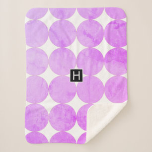Modern Purple Circles   Monogram Sherpa Blanket