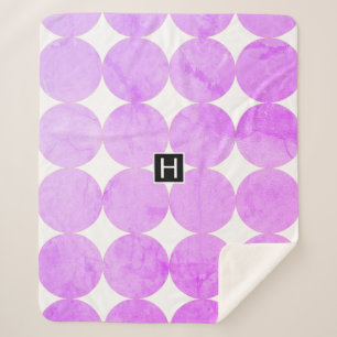 Modern Purple Circles   Monogram Sherpa Blanket