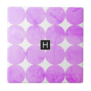 Modern Purple Circles Monogram Tile