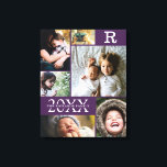 Modern Purple Colour Block Family 6 Photo Collage Canvas Print<br><div class="desc">Modern Purple Colour Block Family 6 Photo Collage - with personalized family last name, year, and initial letter, all arranged in an elegant grid layout. This modern and sleek design displays 6 of your own pictures beautifully. Available in several colorways to match any room decor. Makes a great holiday keepsake...</div>