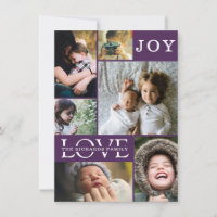 Modern Purple Colour Block Family 6 Photo Collage