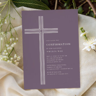 Modern Purple Cross Confirmation Invitation