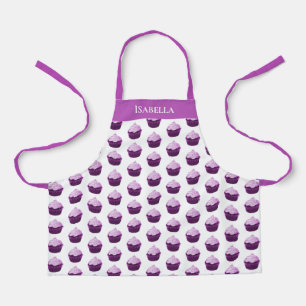 Modern Purple Cupcake Pattern Personalized Apron